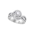 thumbnail image 1 of 14kt White Gold Womens Round Diamond Swirl Halo Bridal Wedding Engagement Ring Band Set 1.00 Cttw (Certified), 1 of 1