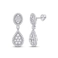 thumbnail image 1 of 14kt White Gold Womens Round Diamond Teardrop Dangle Earrings 7/8 Cttw, 1 of 1