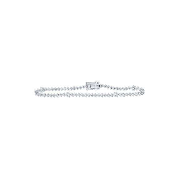 14kt White Gold Womens Round Diamond Tennis Bracelet 2-5/8 Cttw