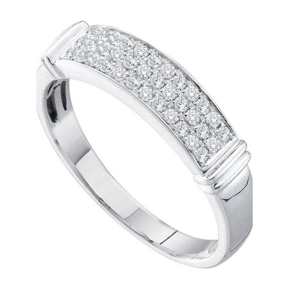 14kt White Gold Womens Round Diamond Triple Row Band Ring 1/3 Cttw