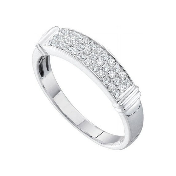 14kt White Gold Womens Round Diamond Triple Row Band Ring 1/4 Cttw
