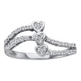 thumbnail image 1 of 14kt White Gold Womens Round Diamond Triple Trinity Heart Openwork Ring 1/4 Cttw, 1 of 1