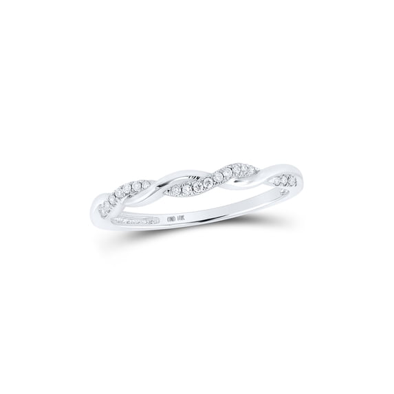14kt White Gold Womens Round Diamond Twist Stackable Band Ring 1/12 Cttw