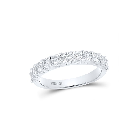 14kt White Gold Womens Round Diamond Wedding Band 1 Cttw