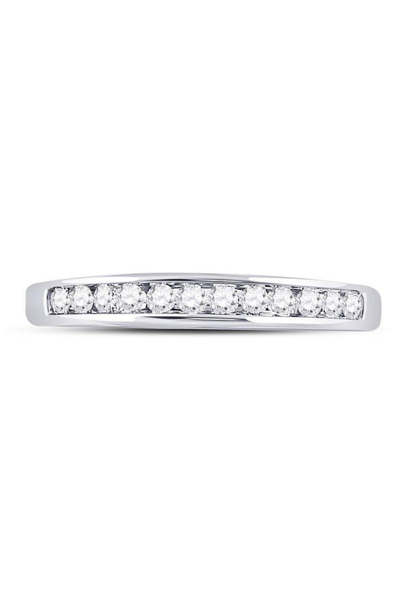 14kt White Gold Womens Round Diamond Wedding Channel Set Band 1/4 Cttw