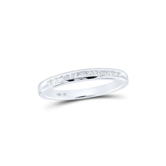 14kt White Gold Womens Round Diamond Wedding Single Channel Band 1/6 Cttw