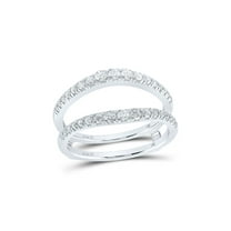 14kt White Gold Womens Round Diamond Wrap Enhancer Wedding Band 1/2 Cttw