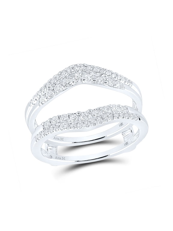 14kt White Gold Womens Round Diamond Wrap Ring Guard Enhancer 1/2 Cttw