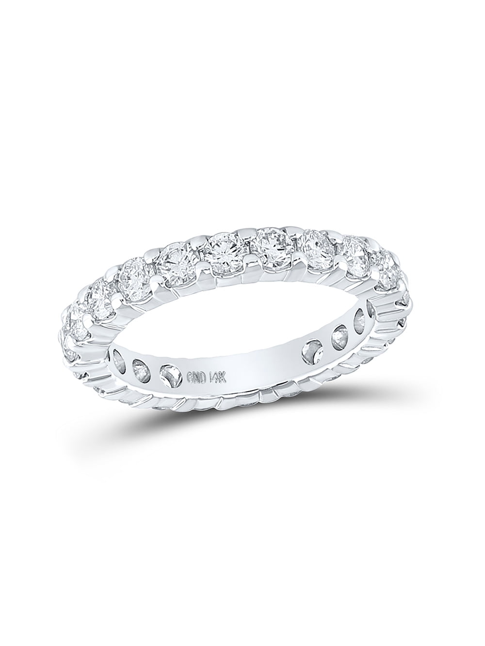 14kt White Gold Womens Round Pave-set Diamond Eternity Wedding Band 2 ...
