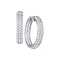 thumbnail image 1 of 14kt White Gold Womens Round Pave-set Diamond Inside Outside Hoop Earrings 2-7/8 Cttw, 1 of 1