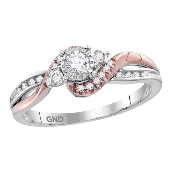 14kt White Rose-tone Gold Womens Round Diamond Solitaire Bridal Wedding Engagement Ring 1/4 Cttw