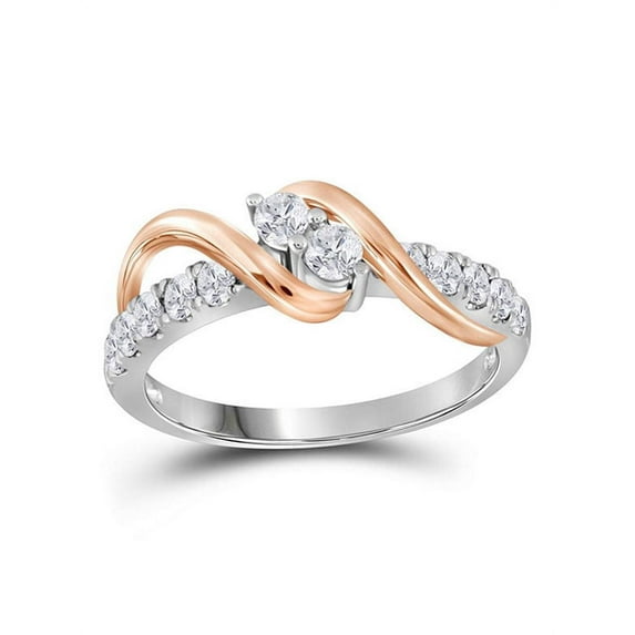 14kt White Two-tone Gold Womens Round Diamond 2-stone Bridal Wedding Engagement Ring 1-1/2 Cttw