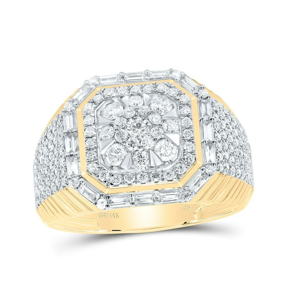 14kt Yellow Gold 1 1/2 Cttw Diamond Octagon Mens Ring, Men Size: 8-12