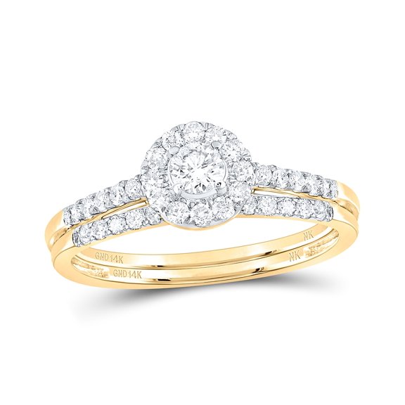 14kt Yellow Gold 1/2 Cttw Diamond Wedding Engagement Anniversary Bridal Set, Women Size: 5-9