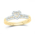 thumbnail image 1 of 14kt Yellow Gold 1/3 Cttw Natural Diamond Heart Single Halo Wedding Engagement Anniversary Bridal Set, Women Size: 5-9, 1 of 1