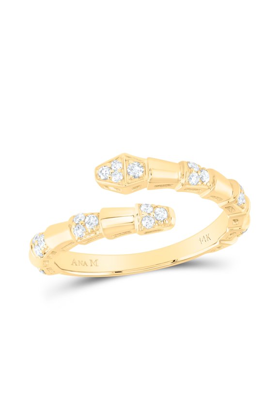 14kt Yellow Gold 1/4 Cttw Diamond Ana M Fashion Snake Wedding Engagement Anniversary Ring, Women Size: 5-9