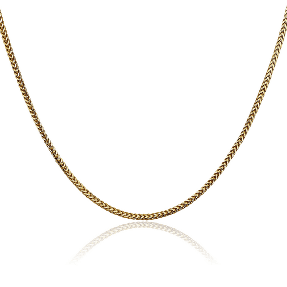 14K Solid Yellow Gold 1.5mm Franco Link Chain Necklace 16 inch