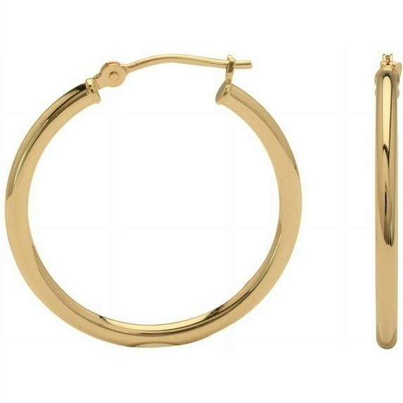 14kt Yellow Gold 2mm x 25mm Round Hoop Earrings