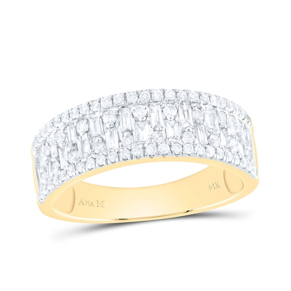 14kt Yellow Gold 3/4 Cttw Natural Diamond Ana M Fashion Baguette Wedding Engagement Anniversary Ring, Women Size: 5-9