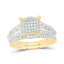 14kt Yellow Gold 3/8 Cttw Natural Diamond Fashion Square Wedding Engagement Anniversary Bridal Set, Women Size: 5-9