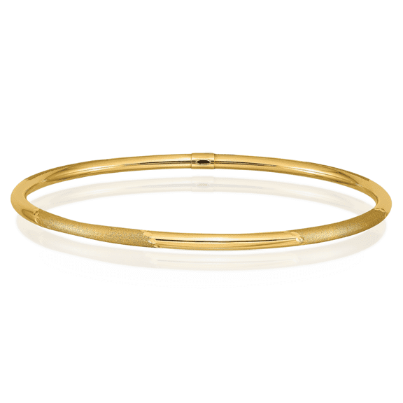 14K Solid Yellow Gold 3mm Slip On Bangle Bracelet