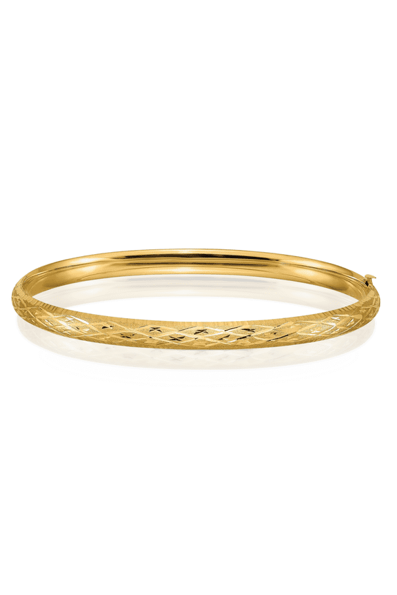 14K Solid Yellow Gold 4.75mm Hinged Bangle Bracelet