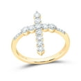 thumbnail image 1 of 14kt Yellow Gold 5/8 Cttw Natural Diamond Fashion Wedding Engagement Anniversary Cross Ring, Women Size: 5-9, 1 of 1