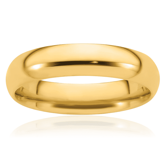 14K Solid Yellow Gold 5mm Comfort Fit Plain Classic Wedding Band Ring
