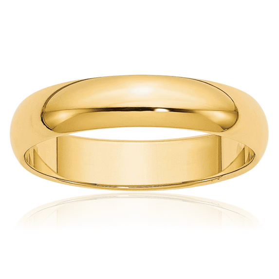 14K Solid Yellow Gold 5mm Half Round Plain Classic Wedding Band Ring