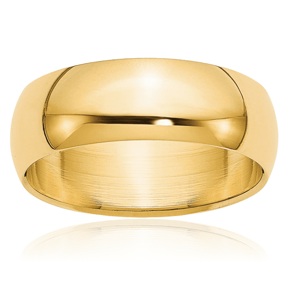 14K Solid Yellow Gold 6mm Half Round Plain Classic Wedding Band Ring