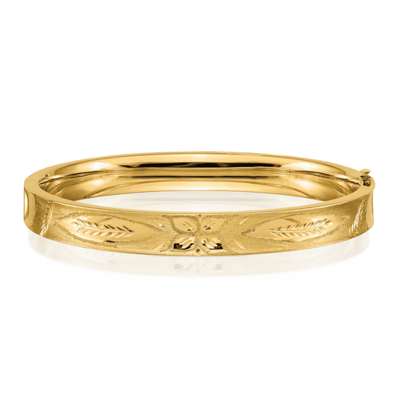 14K Solid Yellow Gold 7.90mm Concave Hinged Bangle Bracelet