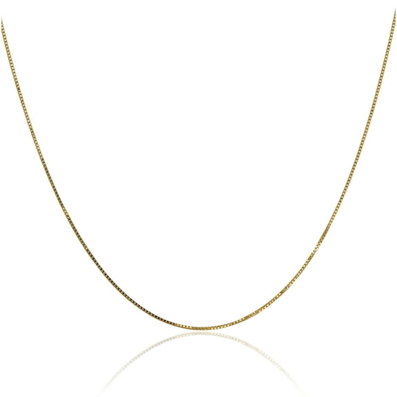 14K Solid Yellow Gold 0.7mm Box Link Chain Necklace