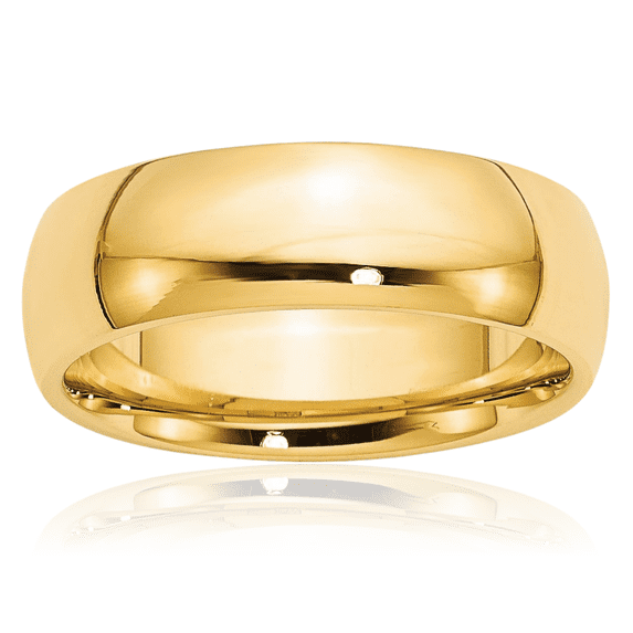 14K Solid Yellow Gold 7mm Comfort Fit Plain Classic Wedding Band Ring