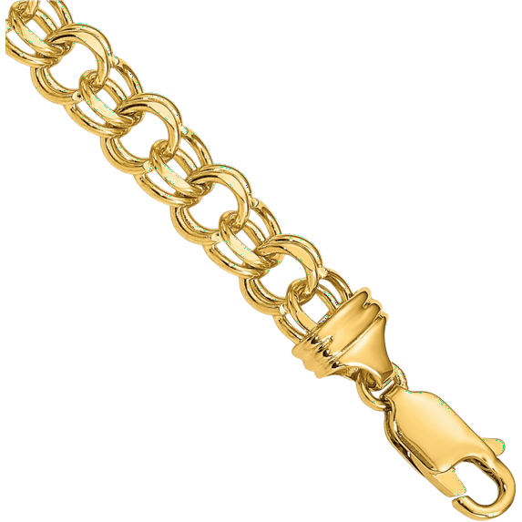 14K Solid Yellow Gold 5.5mm Double Link Chain Charm Bracelet