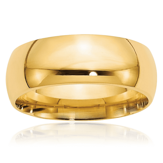 14K Solid Yellow Gold 8mm Comfort Fit Plain Classic Wedding Band Ring