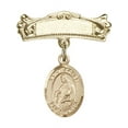 thumbnail image 1 of 14kt Yellow Gold Baby Badge with St. Agnes of Rome Charm and Arched Polished Badge Pin 7/8 X 3/4 inches, 1 of 1