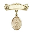 thumbnail image 1 of 14kt Yellow Gold Baby Badge with St. Christian Demosthenes Charm and Arched Polished Badge Pin 7/8 X 3/4 inches, 1 of 1