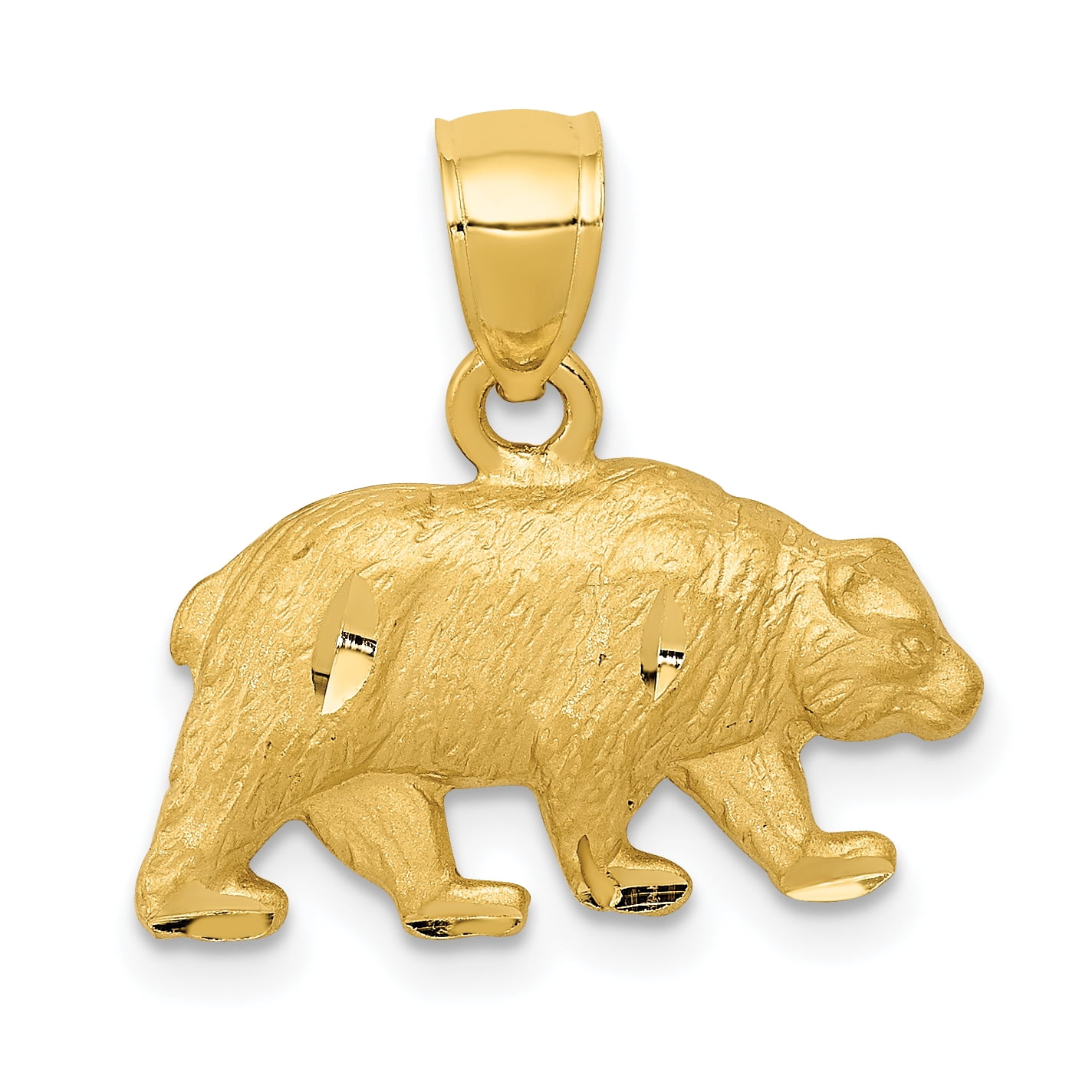 Bear and cub pendant with gold, white and chocolate diamonds