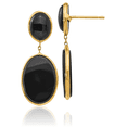 thumbnail image 1 of 14K Solid Yellow Gold Black Onyx Oval Drop Dangle Earrings, 1 of 10