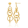 thumbnail image 1 of 14K Solid Yellow Gold Circle Round Drop Dangle Earrings, 1 of 10