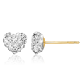 thumbnail image 1 of 14K Solid Yellow Gold Post 6mm Rhinestone Crystals Heart Stud Earrings, 1 of 10