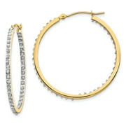 14kt Yellow Gold Diamond Fascination Round Hinged Hoop Earrings Ear Hoops Set Fine Jewelry Ideal Gifts For Women Gift Set From Heart