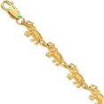 thumbnail image 1 of 14K Solid Yellow Gold Elephant Chain Charm Bracelet, 1 of 3