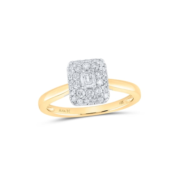 14kt Yellow Gold Emerald Diamond Halo Bridal Wedding Engagement Ring 1/2 Cttw
