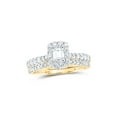 thumbnail image 1 of 14kt Yellow Gold Emerald Diamond Halo Bridal Wedding Ring Band Set 1 Cttw, 1 of 1