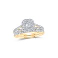 thumbnail image 1 of 14kt Yellow Gold Emerald Diamond Halo Bridal Wedding Ring Band Set 1 Cttw, 1 of 1
