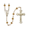 thumbnail image 1 of 14kt Yellow Gold Filled Rosary 6mm November Yellow Swarovski beads Crucifix sz 1 3/4 x 1 1/8. Miraculous medal charm, 1 of 1