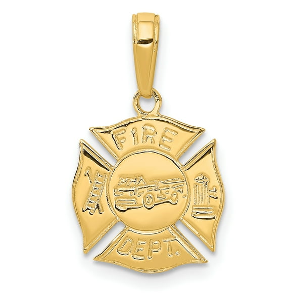 14kt Yellow Gold Fire Dept Shield Pendant Charm Necklace Career Professional Firefighter Fine Jewelry Ideal Gifts For Women Gift Set From Heart