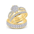 thumbnail image 1 of 14kt Yellow Gold His Hers Round Diamond Cluster Matching Bridal Wedding Ring Band Set 1-3/4 Cttw, 1 of 1