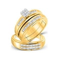 thumbnail image 1 of 14kt Yellow Gold His Hers Round Diamond Cluster Matching Wedding Set 1/2 Cttw, 1 of 1